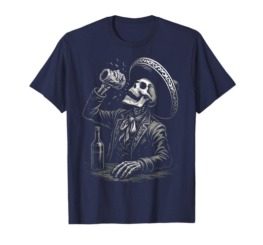 Dia De Los Muertos Vintage Skeleton Tequila Day of Dead Men T-Shirt