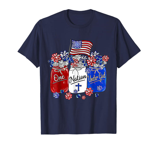 One Nation Under God American Flag Christian Jesus Patriotic T-Shirt for Women Men