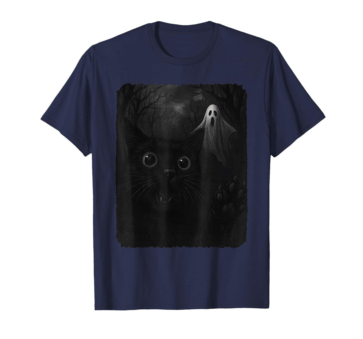 Funny Halloween Cat Selfie with Spooky Ghost Magic T-Shirt