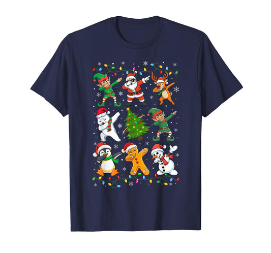 Dabbing Santa Elf Friends Funny Christmas Boy Girl Men Xmas T-Shirt