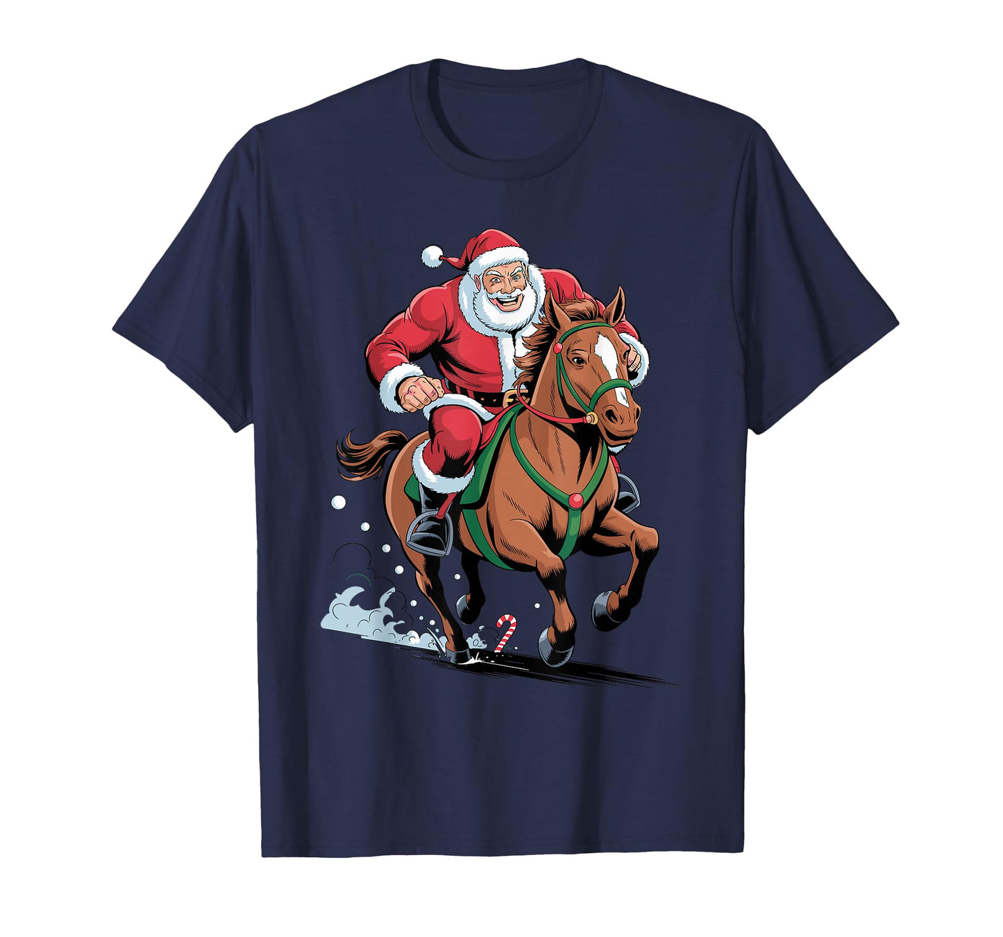 Santa Riding Horse Funny Equestrian Christmas Xmas Pajama T-Shirt