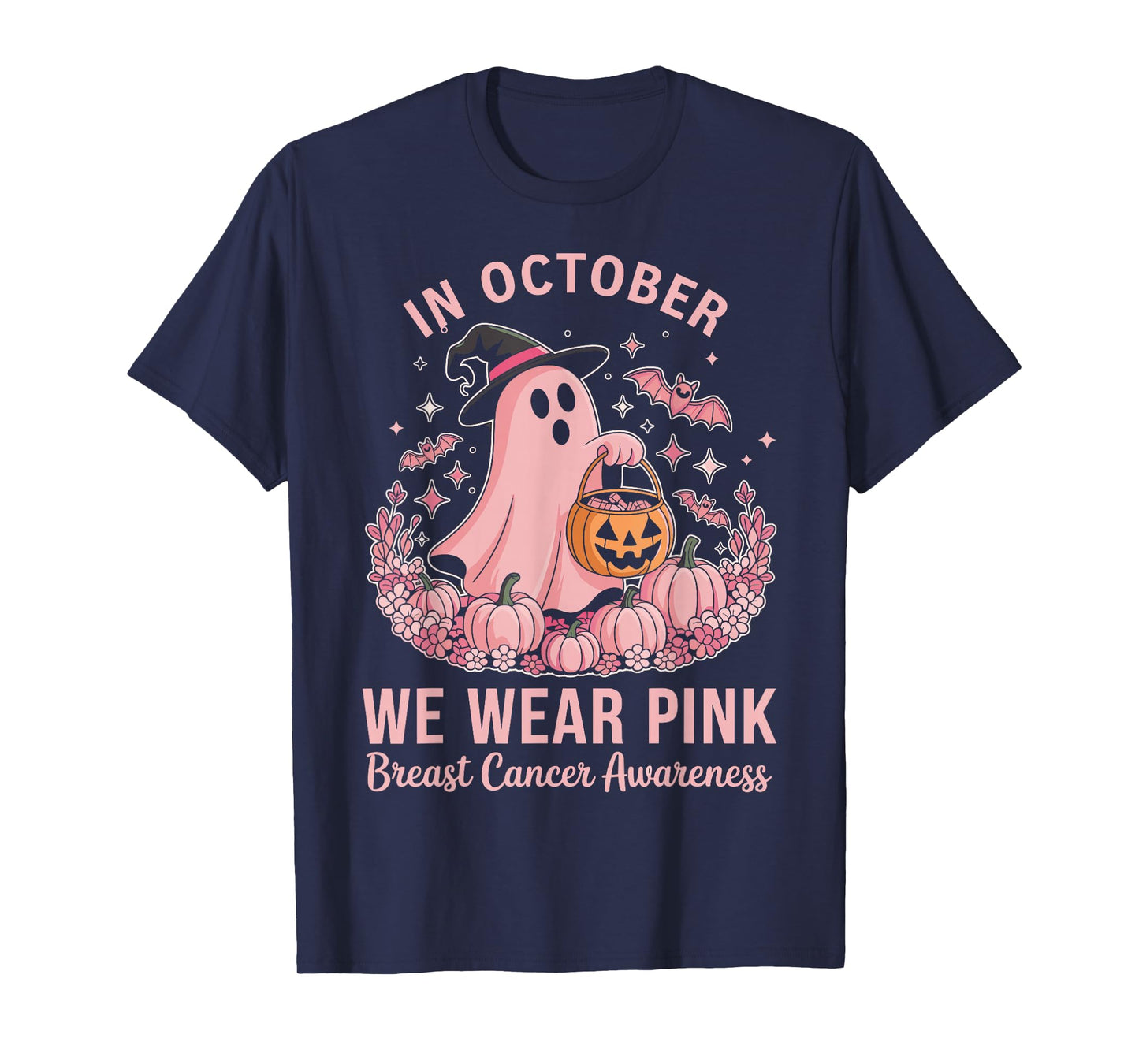 in October We Wear Pink Breast Cancer Awareness Cute T-Shirt