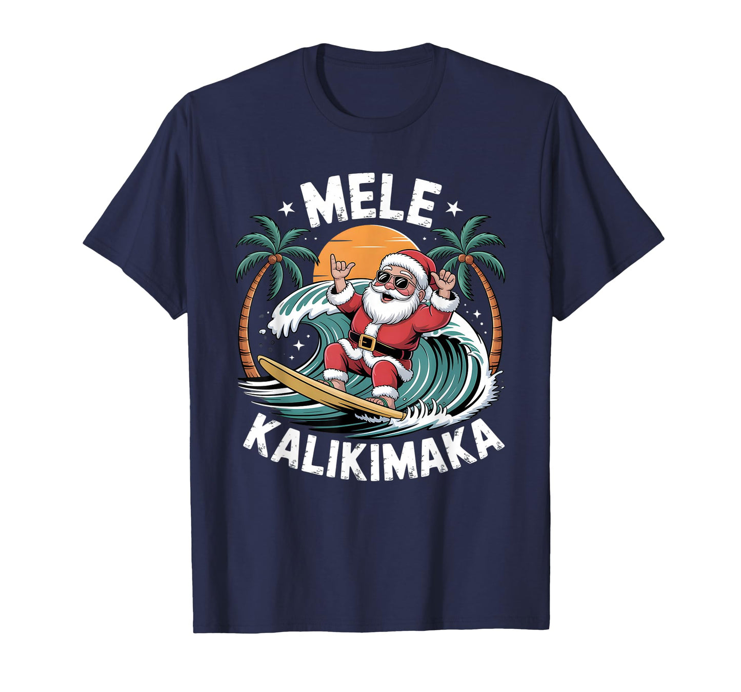 Hawaiian Christmas Shirt Mele Kalikimaka Surf Santa Tee T-Shirt