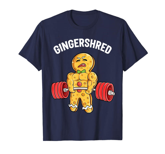 Gingershred Funny Gingerbread Man Gym Bodybuilding Christmas T-Shirt