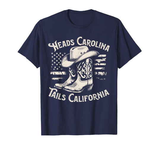 Heads Carolina Tail California Retro Vintage Country T-Shirt