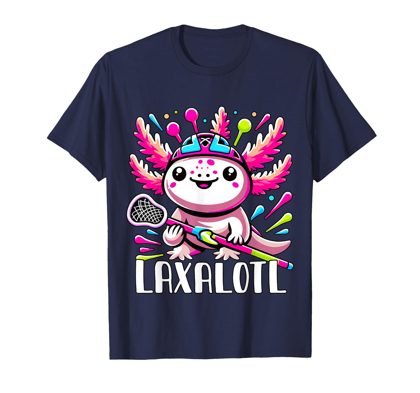 Laxalotl Axolotl Lacrosse Player T-Shirt