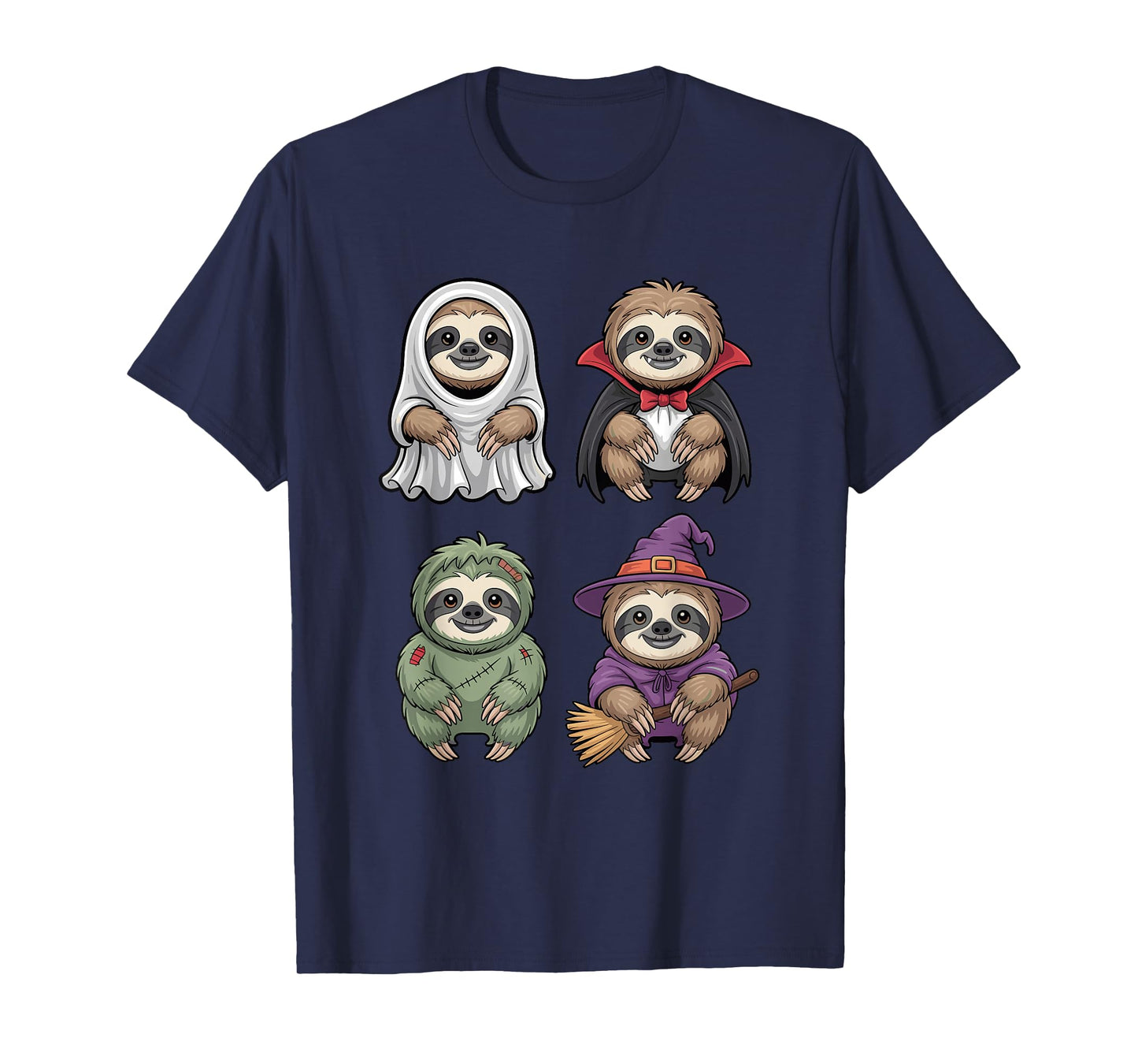 Sloth Ghost Witch Zombie Halloween Costume Girls Boys T-Shirt