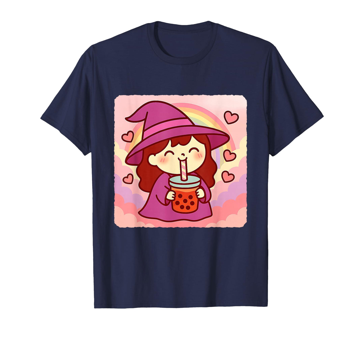 Witch Bubble Tea Lover Cute Anime Kawaii Rainbow T-Shirt