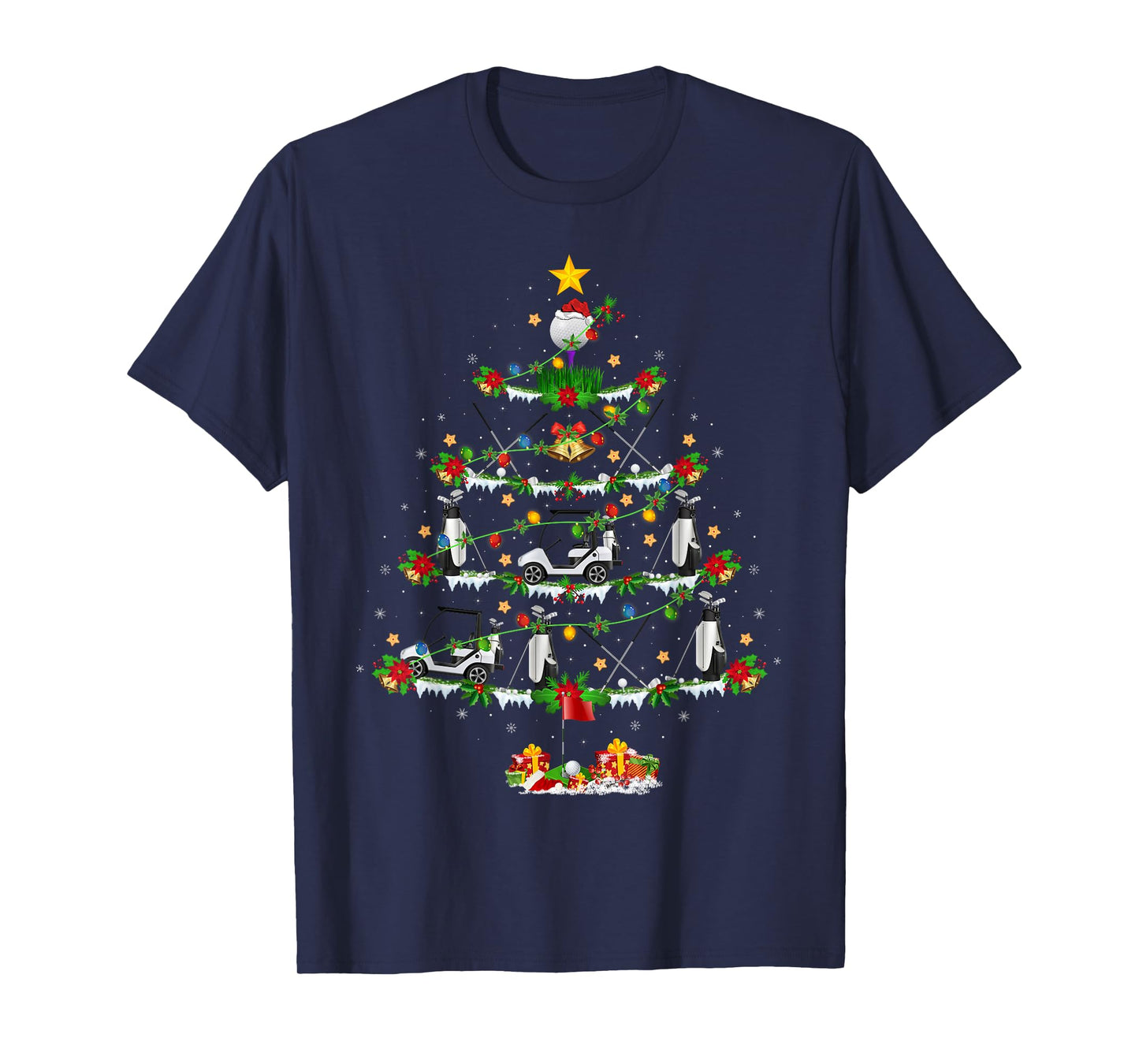 Golf Christmas Tree Lights Golf Sports Player Golfer Xmas T-Shirt