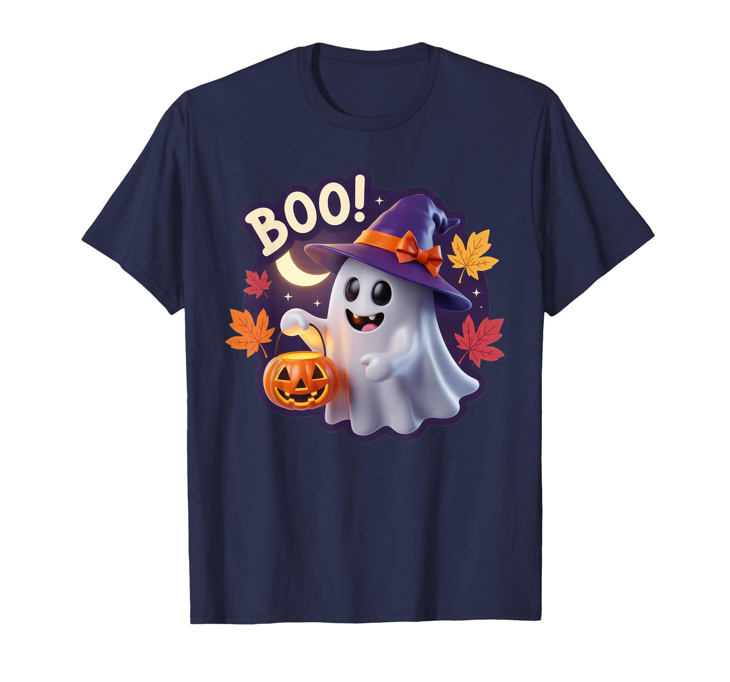 Cute Halloween Boo Ghost Pumpkin Witch Hat Family Matching T-Shirt