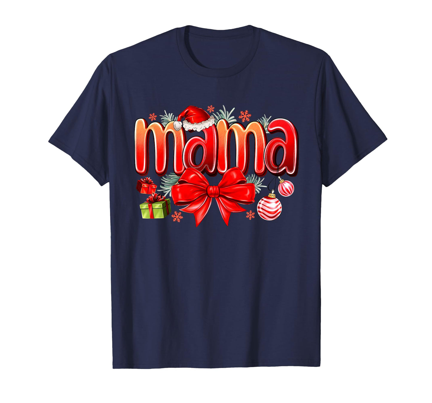Christmas Mama Coquette Bow Mama Claus Christmas Tree Cake T-Shirt