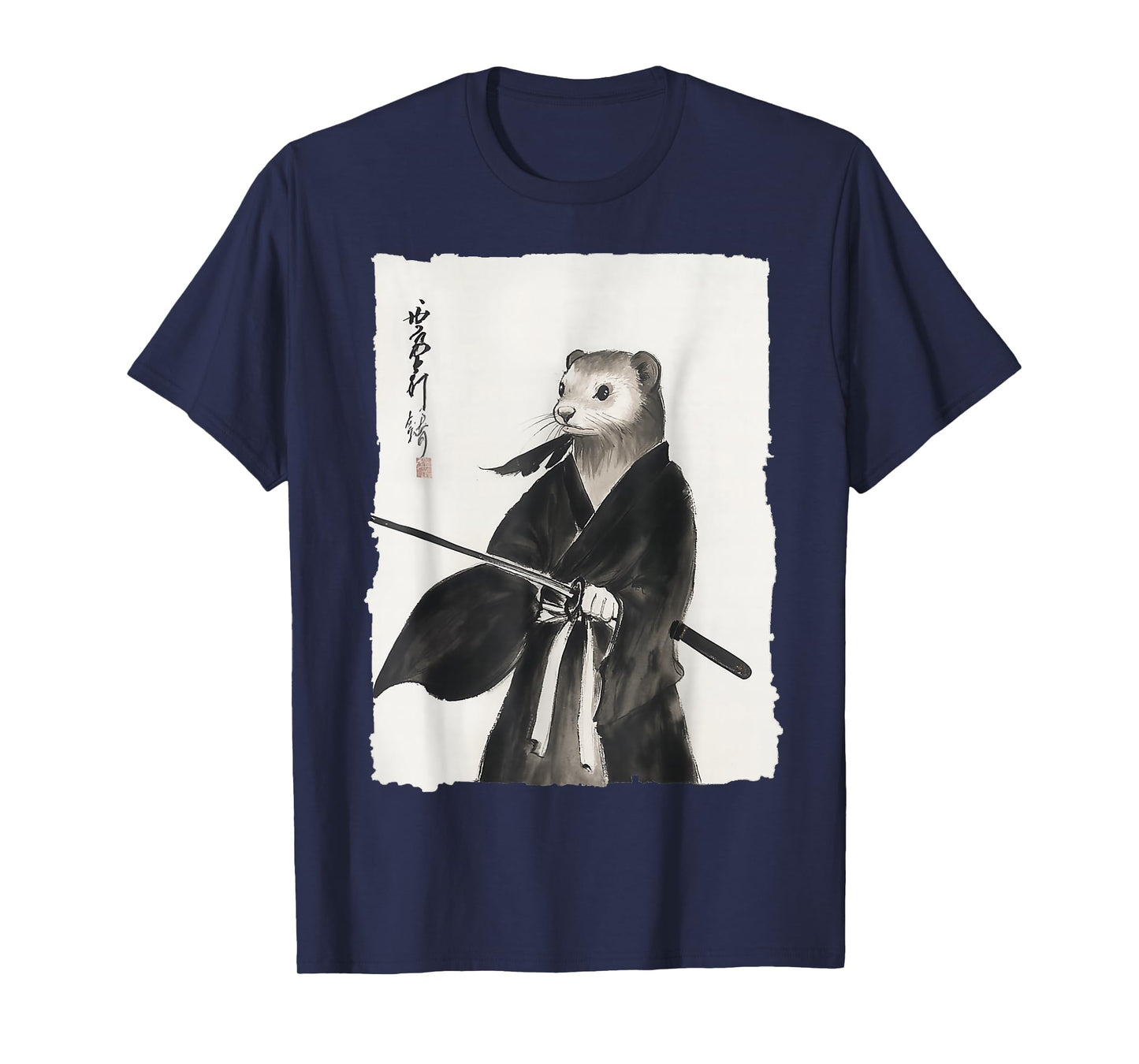 Ferret Samurai Janpanese Vintage Warrior Art Anime Graphic T-Shirt