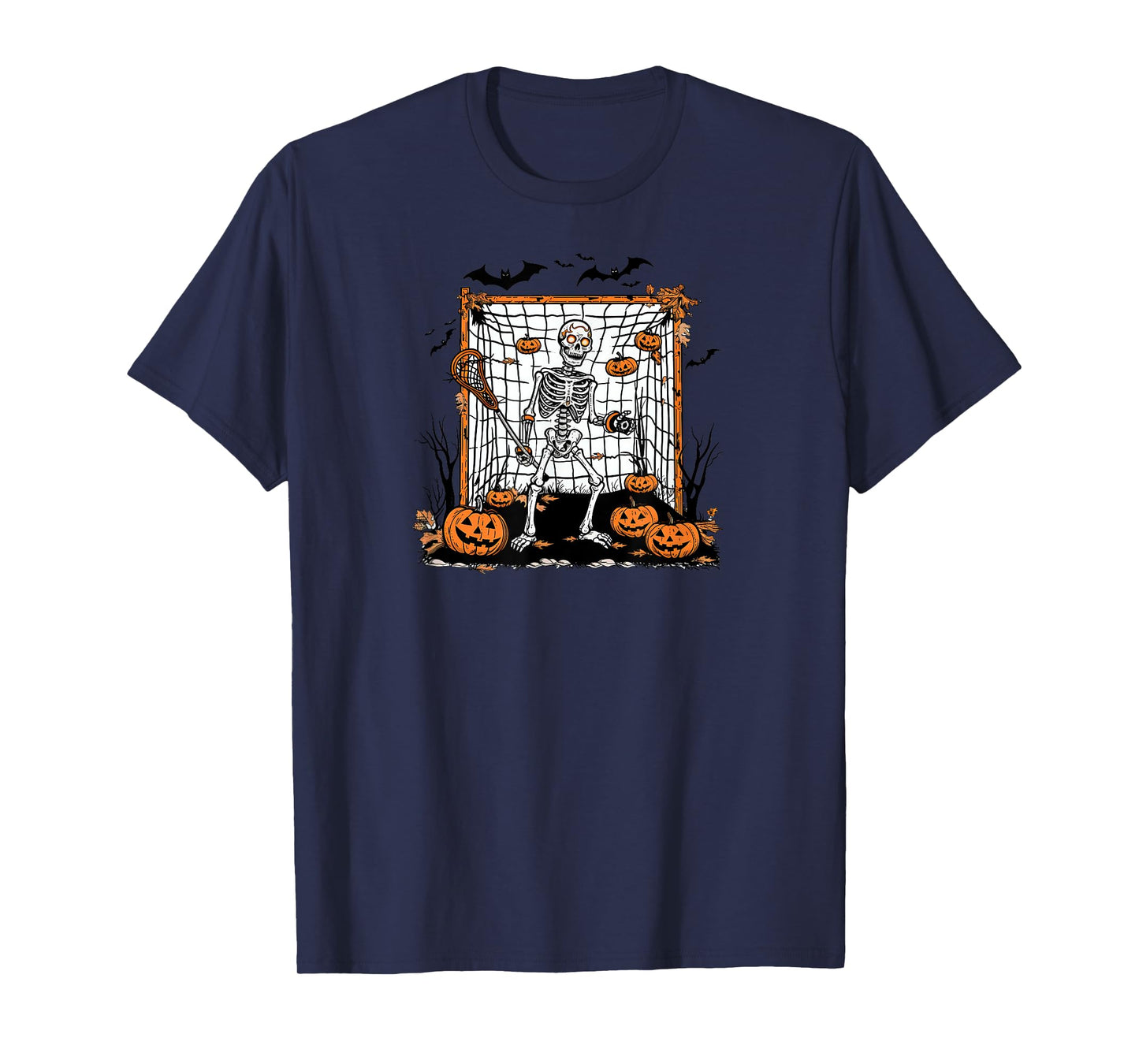 Halloween Lacrosse Skeleton Goalie T-Shirt