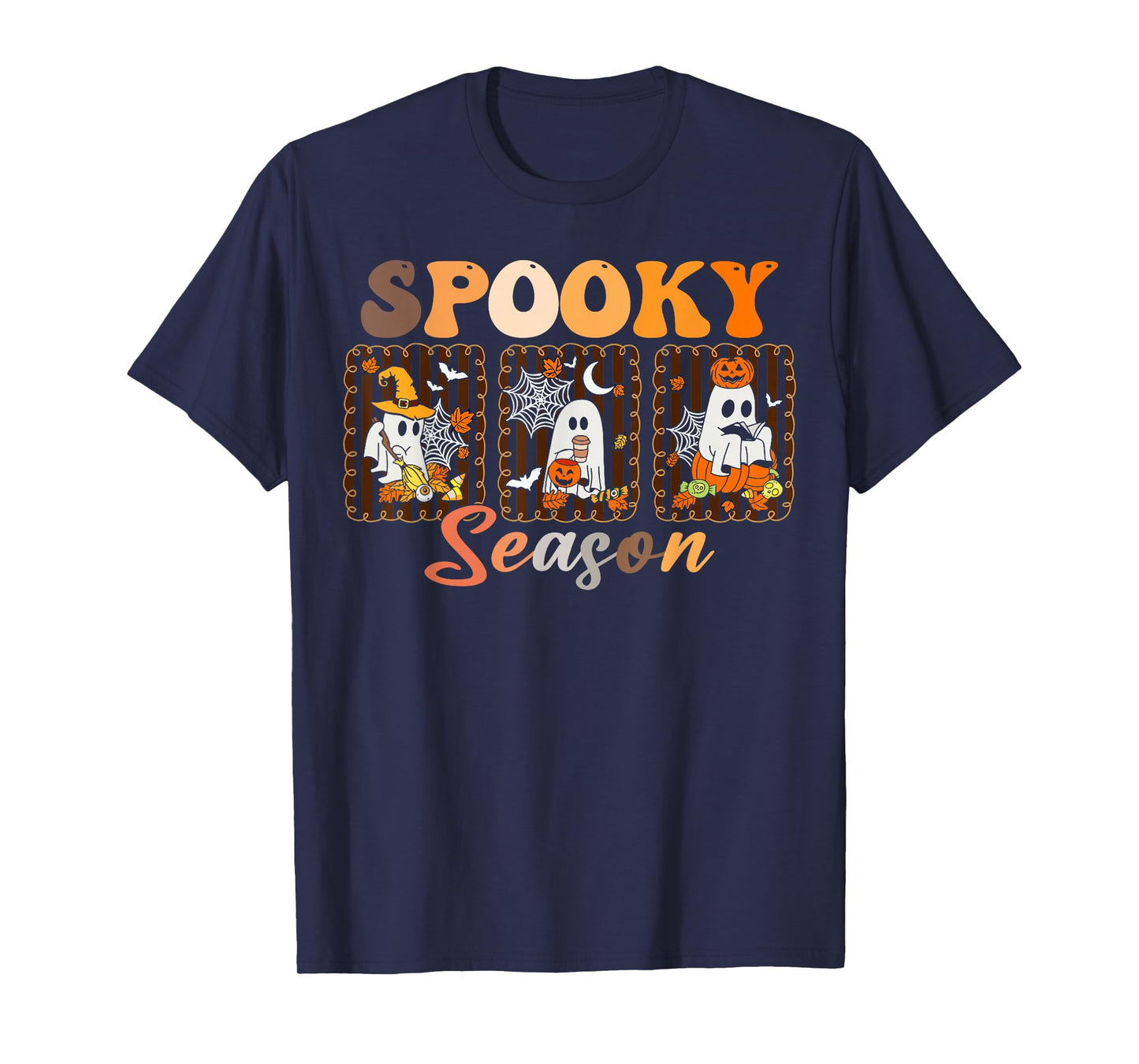 Spooky Season Retro Ghosts Pumpkin Witch Tis The Season. T-Shirt