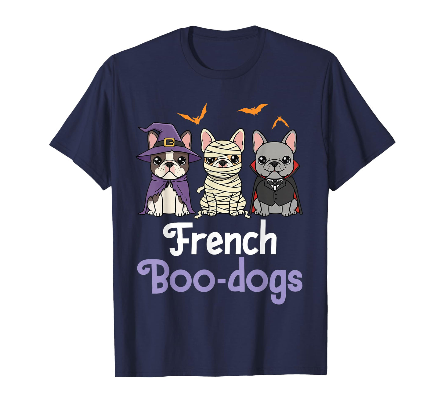 French Boo Dogs Cute Halloween Bulldogs Witch Mummy Vampire T-Shirt