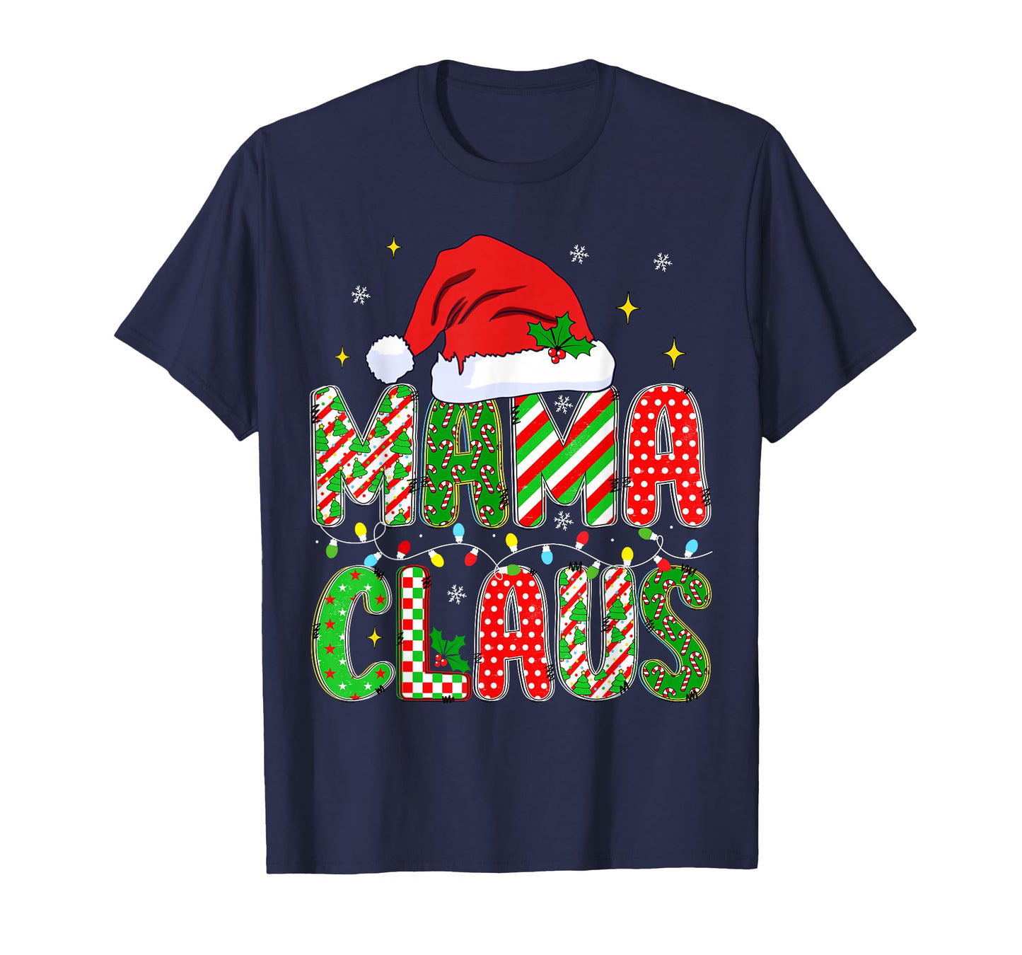 HUGvyn Christmas Mama Claus Mom Women Family Matching Pajama T-Shirt