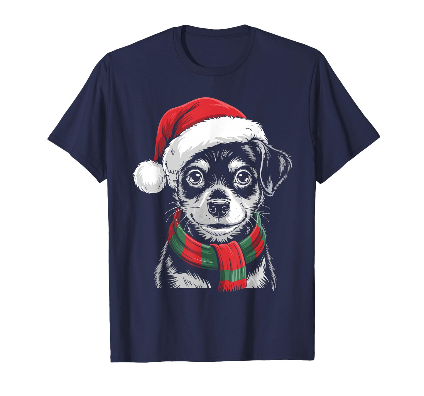 Miniature Pinscher Dog Santa Hat Scarf Christmas Costume T-Shirt