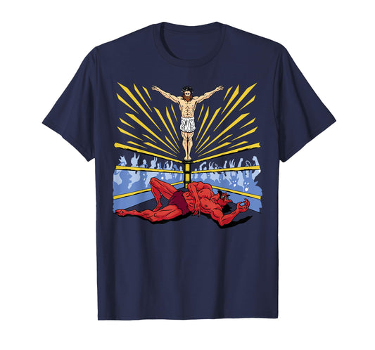 Jesus Wrestling Satan T-Shirt