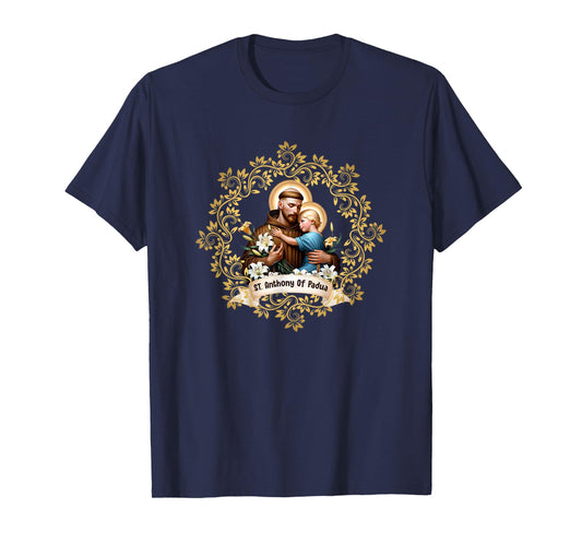 Vintage St Anthony Of Padua Catholic Saint Infant Jesus T-Shirt