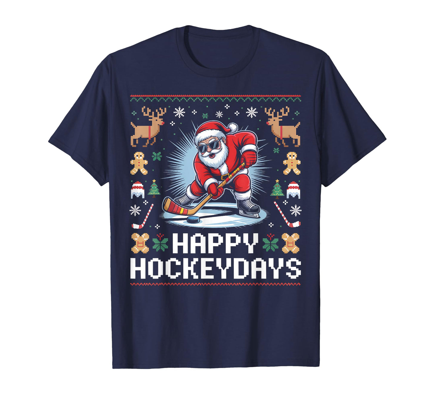 Hockey Christmas Funny Santa Ice Hockey Winter Holiday T-Shirt