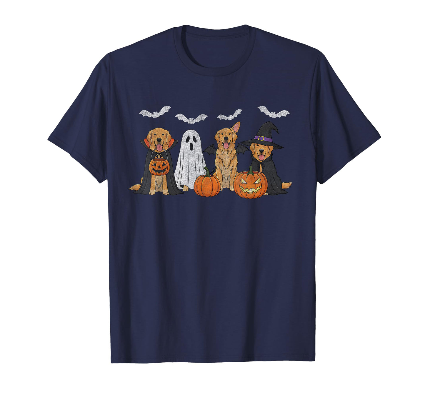 Golden Retriever Dogs Ghost Witch Golden Retriever Halloween T-Shirt