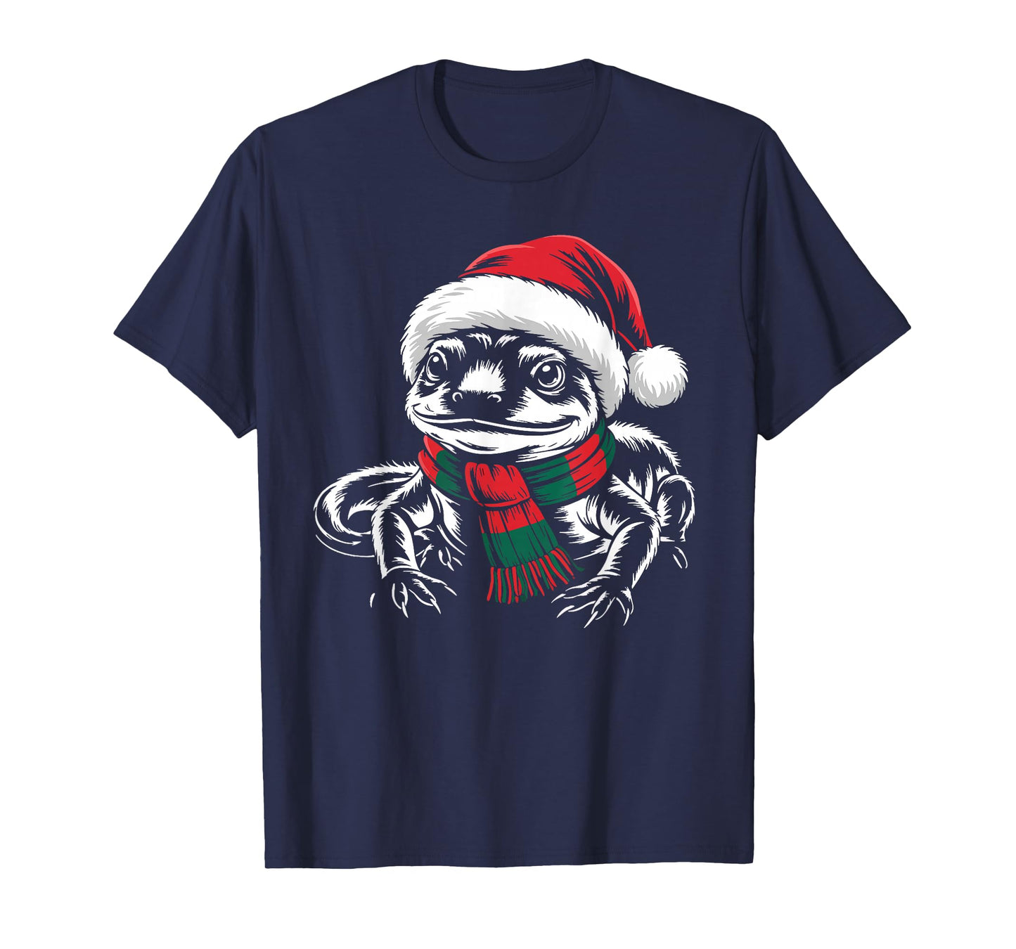 Salamander Xmas Santa Hat Scarf Christmas Costume T-Shirt