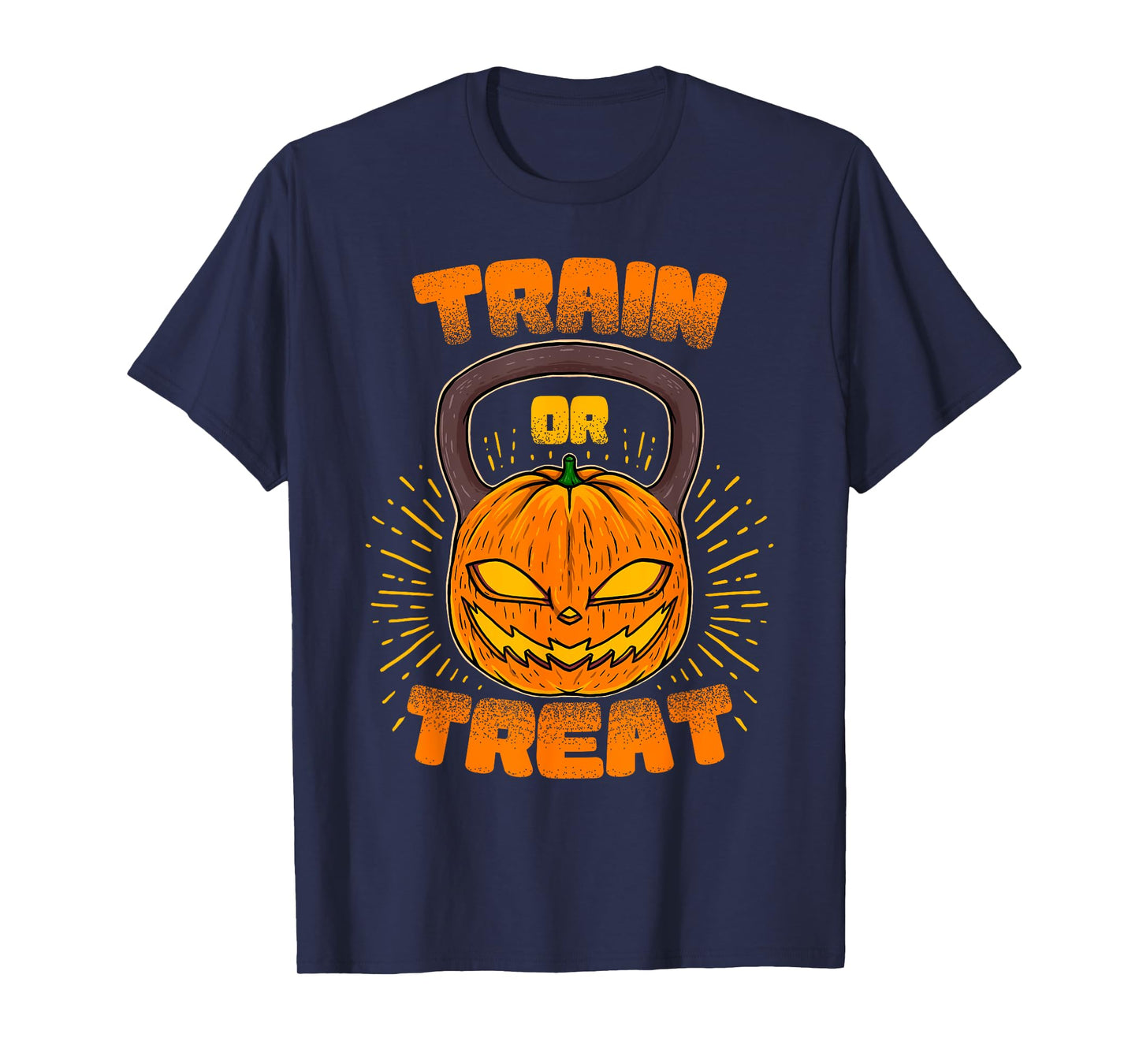 Train or Treat Pumpkin Kettlebell Gym Workout Halloween T-Shirt