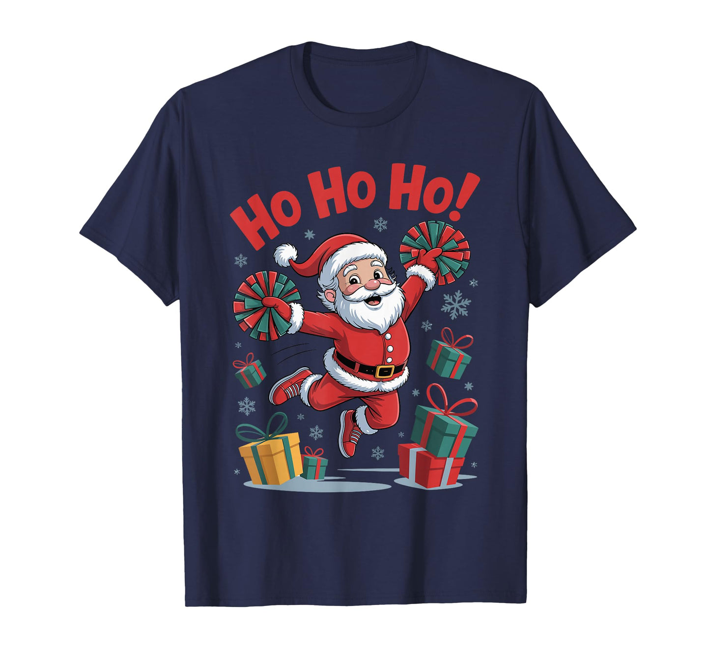 Funny Santa Cheering Cheerleading Christmas Xmas Pajama T-Shirt