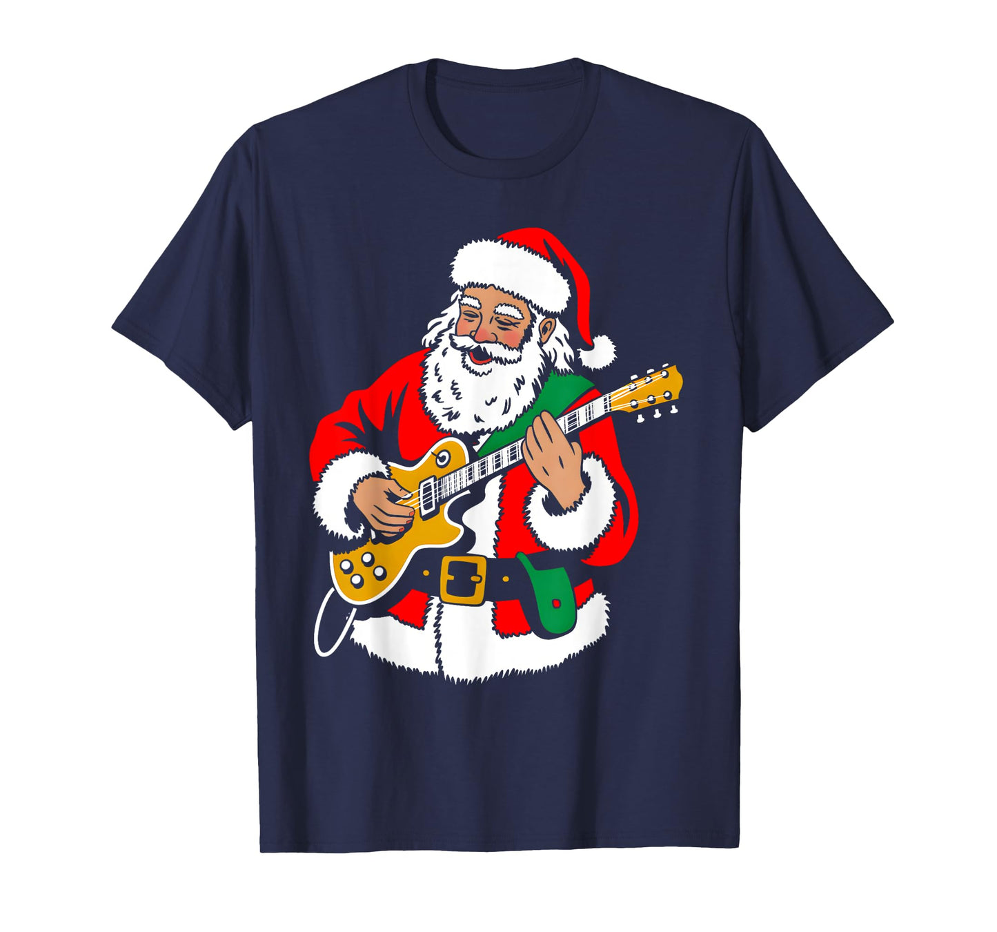 Santa Playing Guitar Rock Xmas Vibes Funny Christmas Pajama T-Shirt