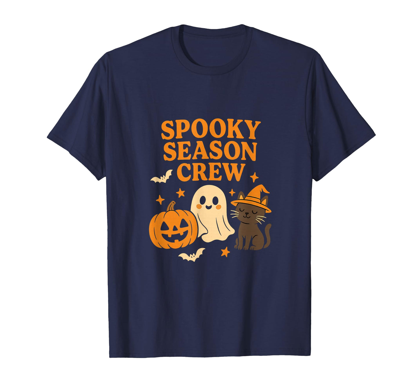 Spooky Season Crew Cute Halloween Ghost Cat Pumpkin T-Shirt