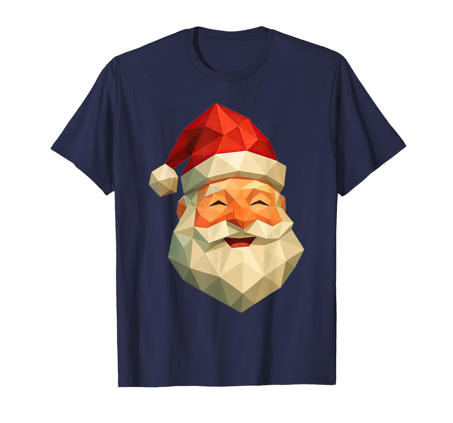 Cute Low Poly Santa Claus Face Geometric Christmas T-Shirt
