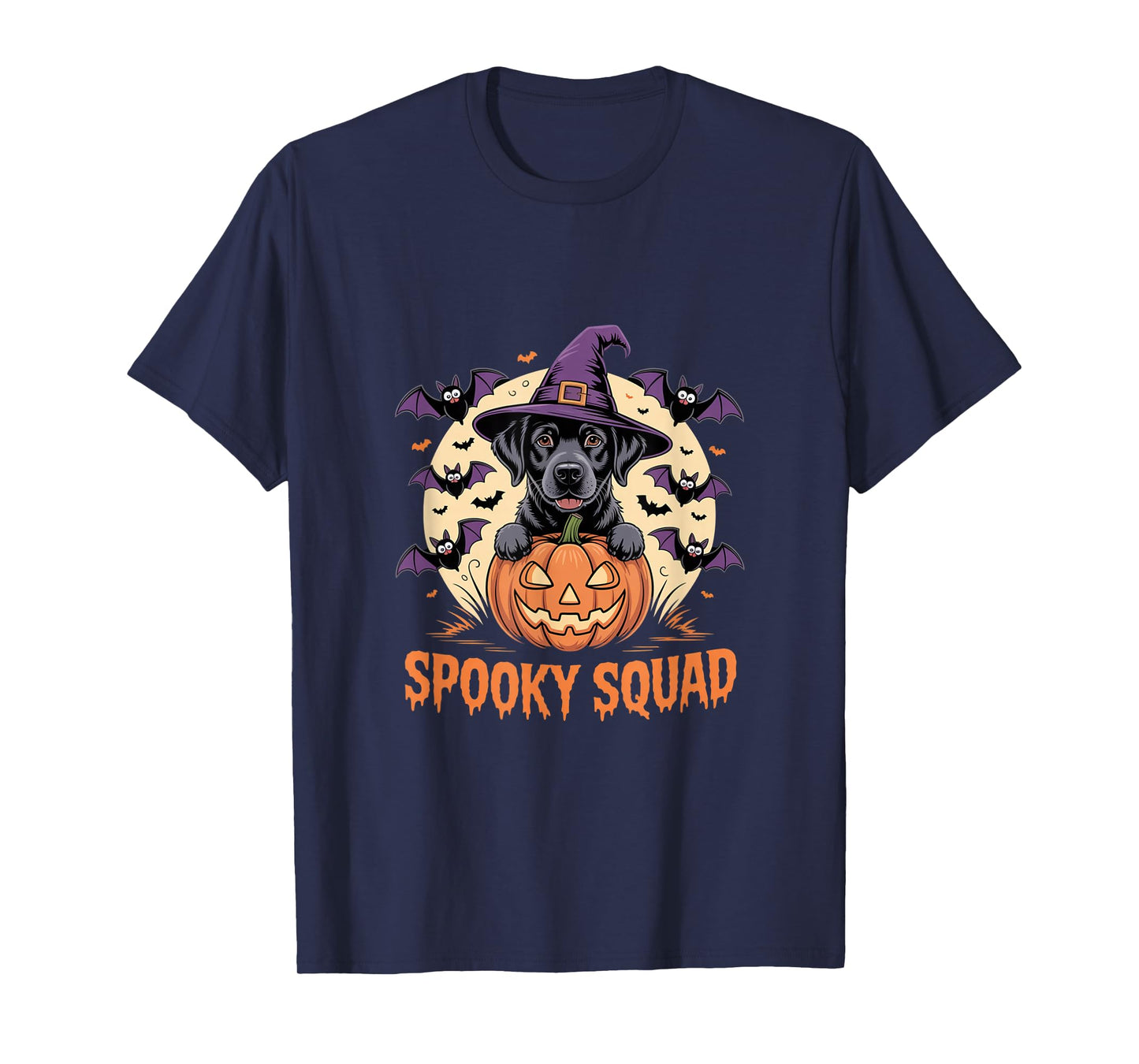 Spooky Squad Dog Halloween Pumpkin Witch Hat Labrador T-Shirt