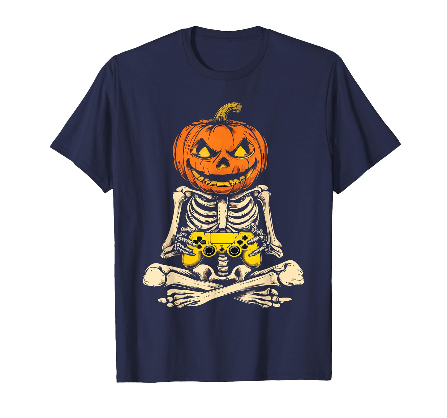 Halloween Skeleton Pumpkin Gamer Video Gaming Men Kids T-Shirt