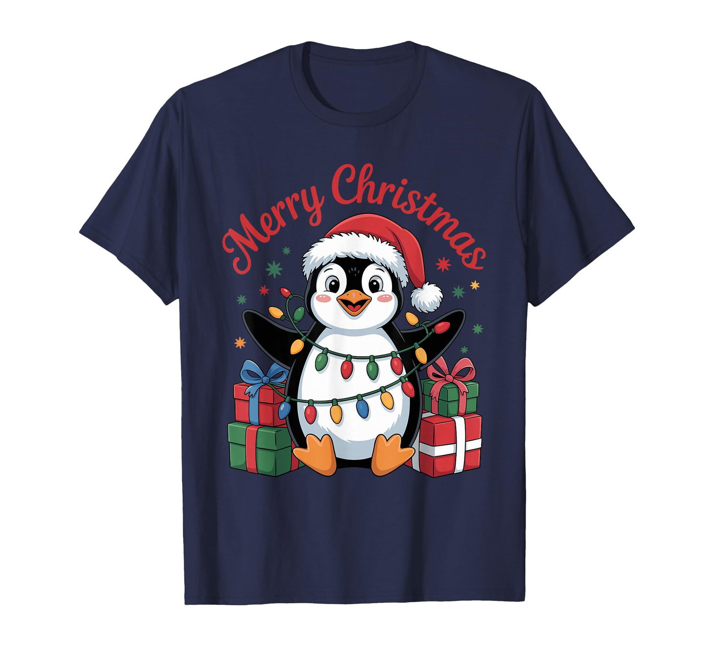 Penguin Santa Hat Christmas Design Funny Animal Lovers T-Shirt
