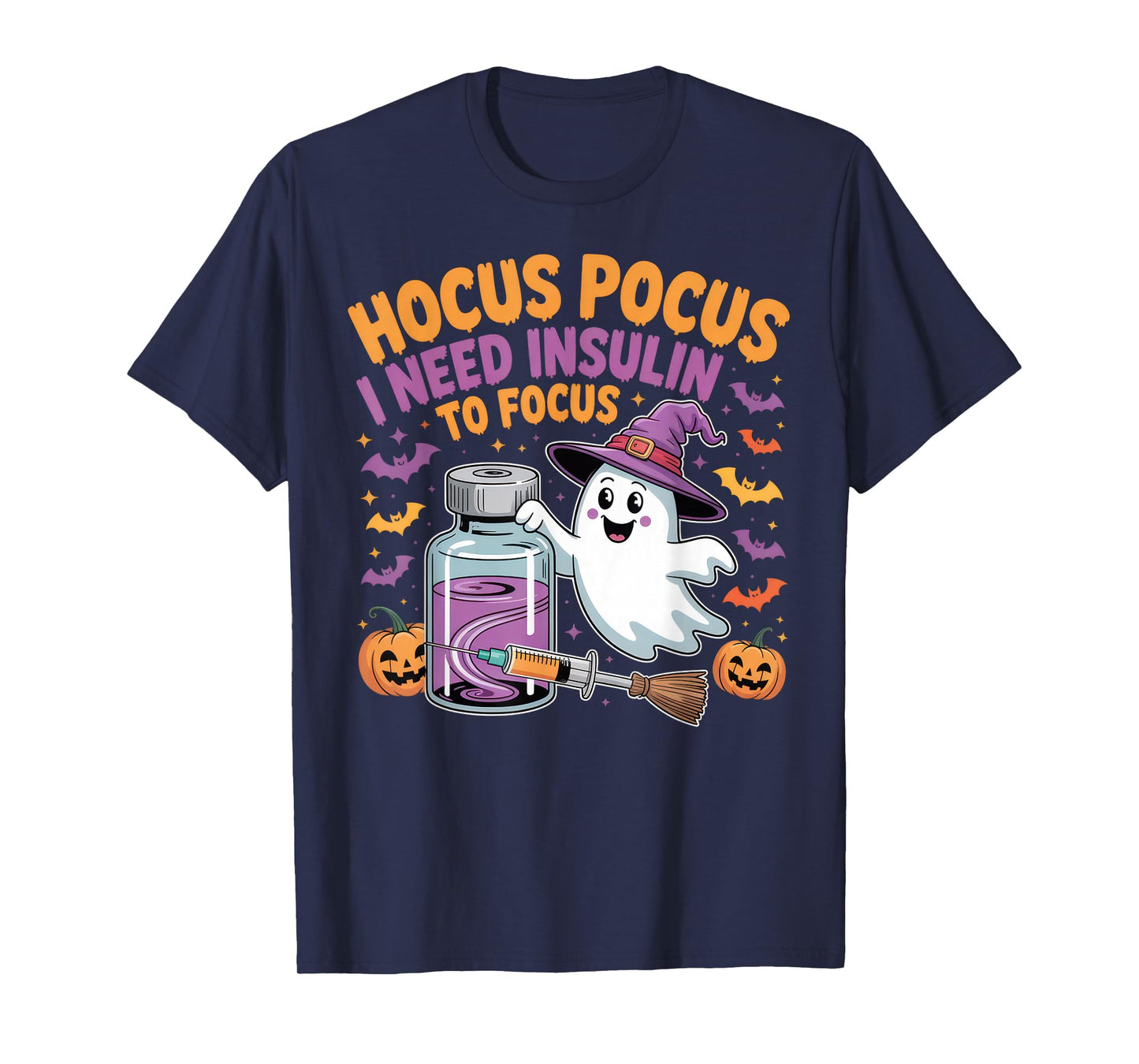 Hocus Pocus I Need Insulin to Focus Funny Halloween Diabetic T-Shirt