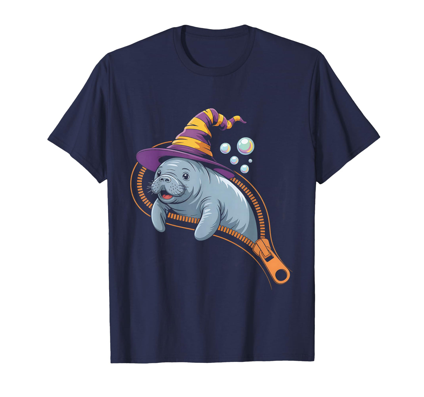 Manatee Emerging from A Zipper Manatee Halloween Funny T-Shirt
