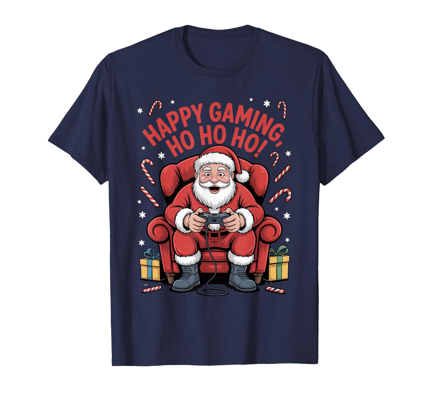 Santa Gaming Funny Christmas Video Gamer Xmas Holiday T-Shirt