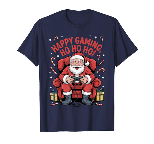 Santa Gaming Funny Christmas Video Gamer Xmas Holiday T-Shirt