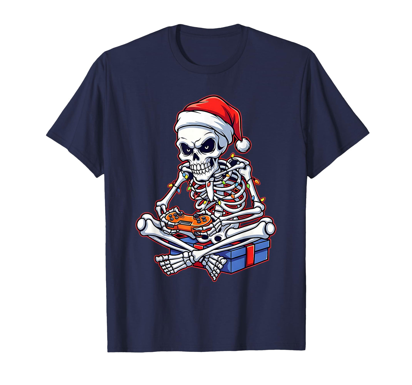 Christmas Skeleton Gamer Video Gaming Funny Skeleton T-Shirt