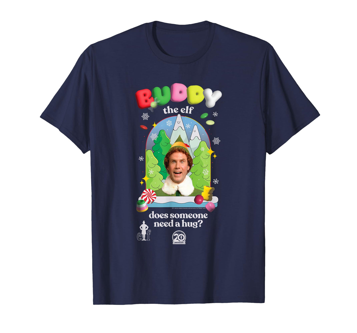 Elf Candy Colored Buddy The Elf Need a Hug Christmas Movie T-Shirt