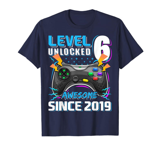 6th Birthday Boy Level 6 Gamer 6 Year Video Game Party T-Shirt