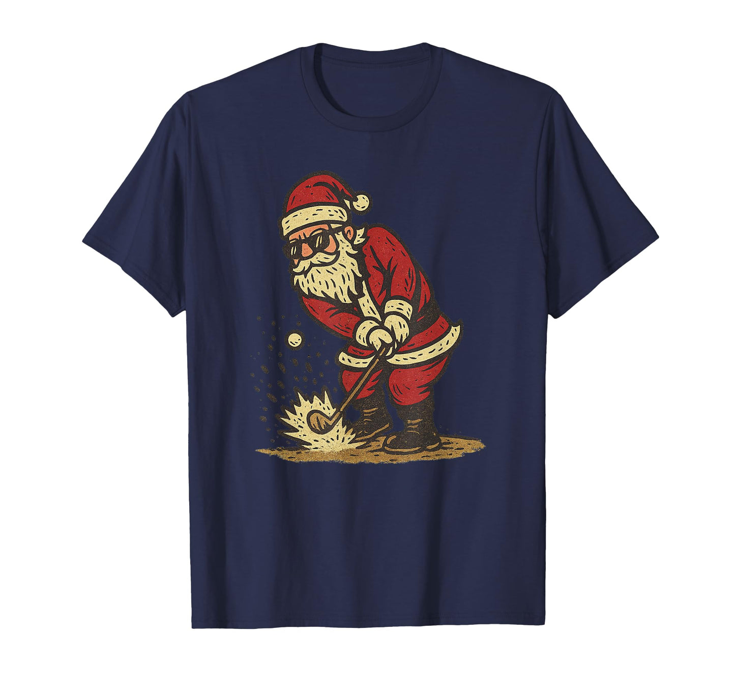 Santa Playing Golf Christmas Vintage Funny Xmas T-Shirt