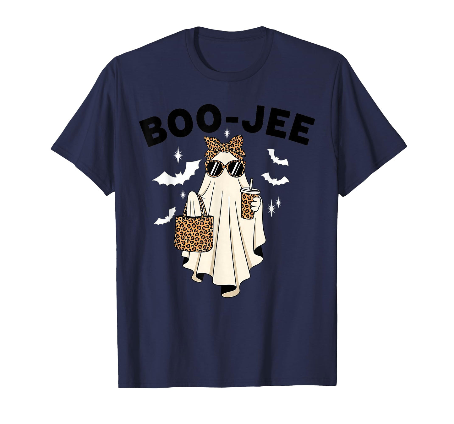 Coquette Leopard Ghost Coffee Boo-JEE Halloween Boujee Ghost T-Shirt