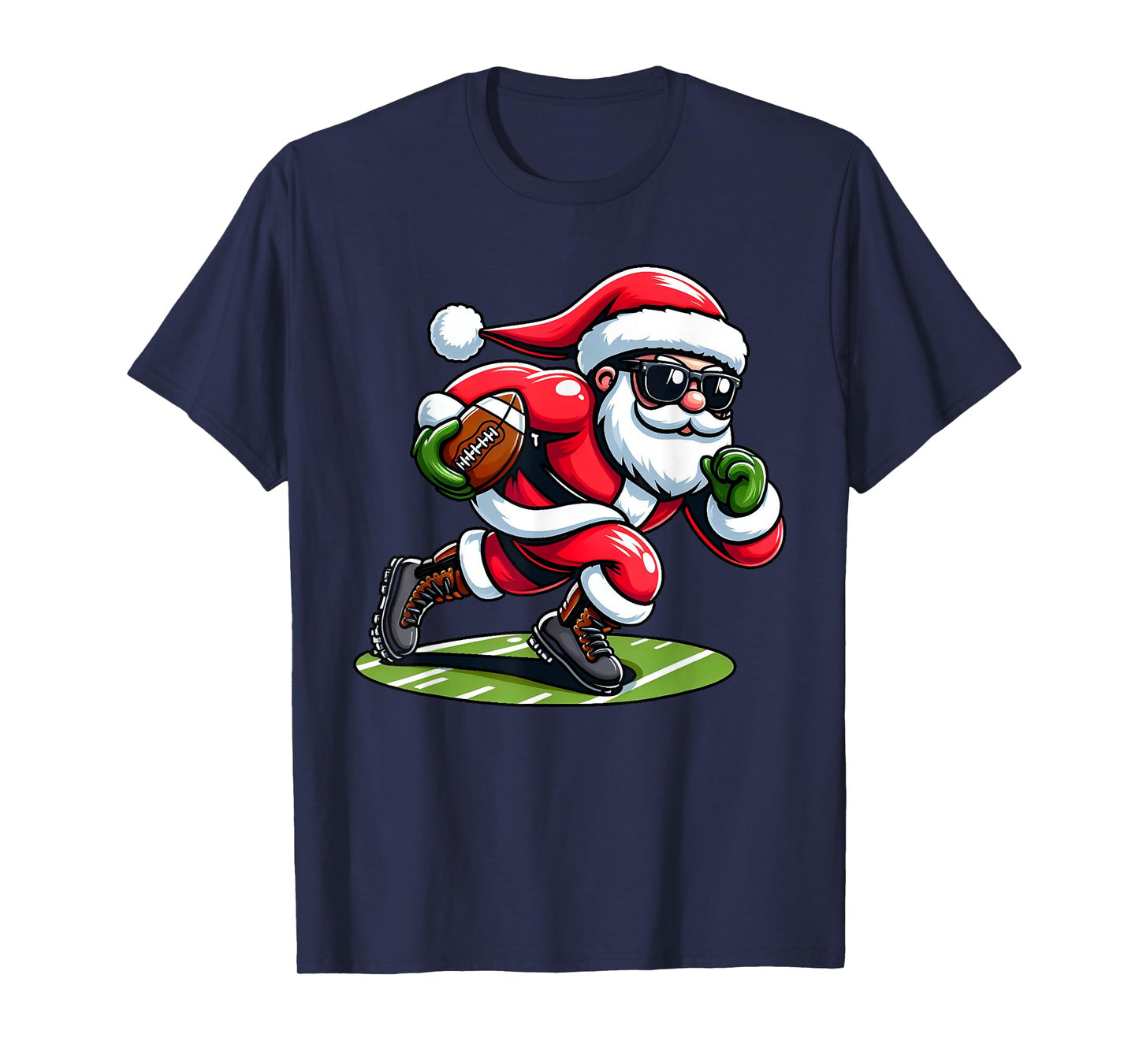 Christmas Santa Claus Play A Football Funny Boys Kids Xmas T-Shirt