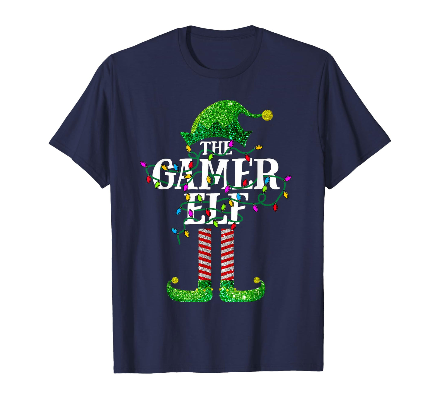 Xmas Light Gamer Elf Matching Family Christmas Party Pyjamas T-Shirt
