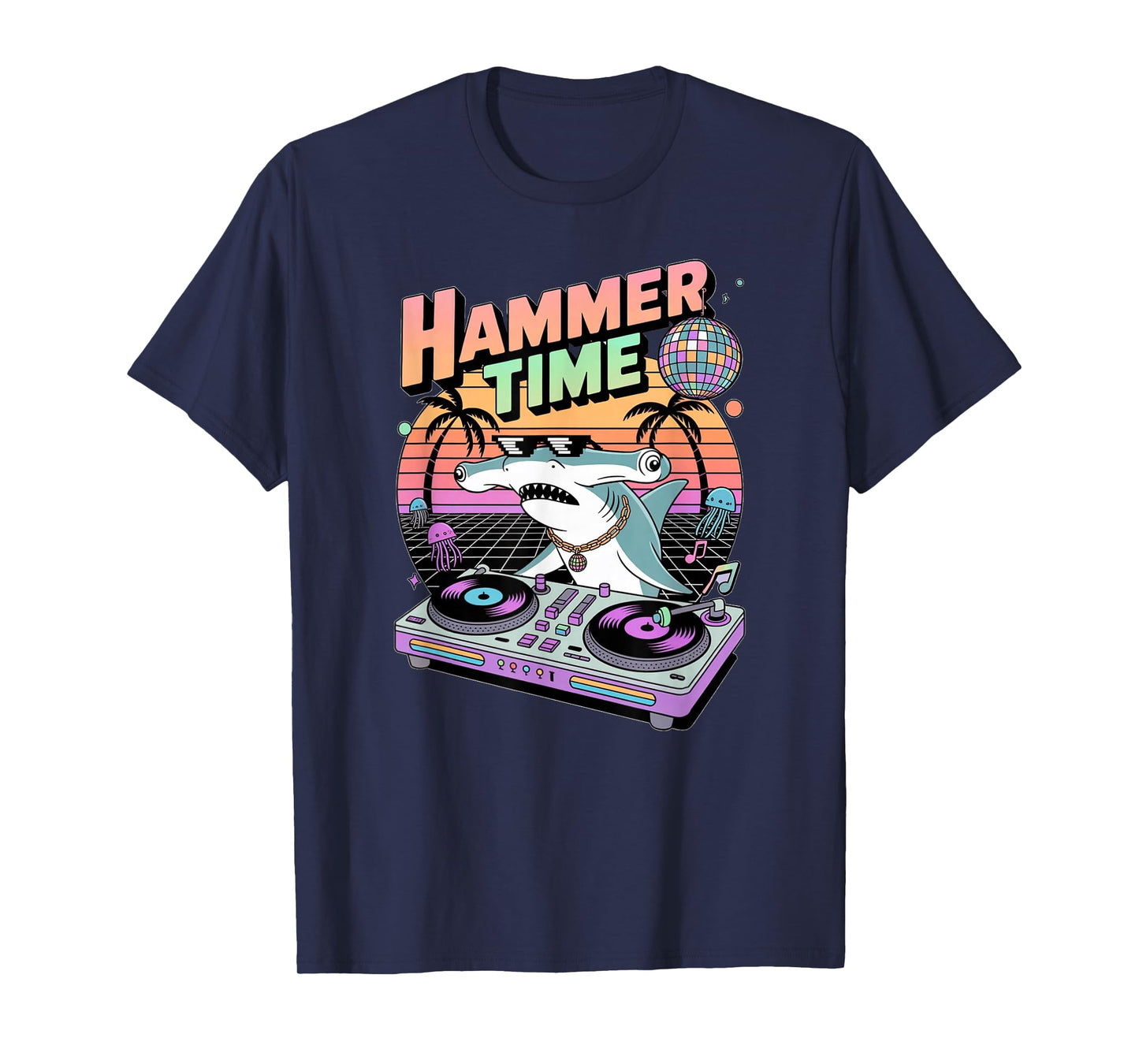 Disco Shark Hammerhead Retro DJ T-Shirt