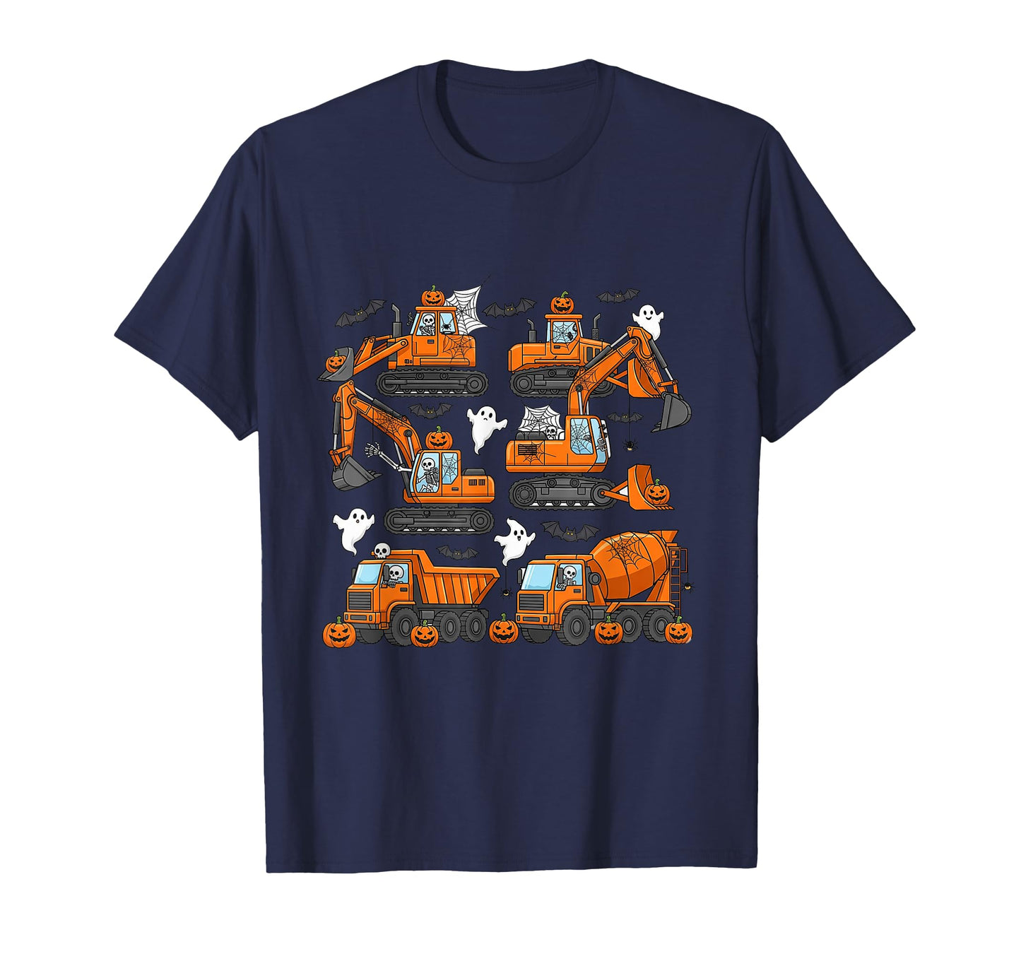 Spooky Construction Trucks Toddler Boys Halloween Costume T-Shirt