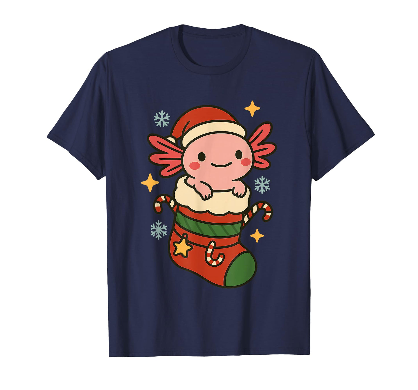 Ugly Christmas Axolotl Cute Holiday Stocking T-Shirt
