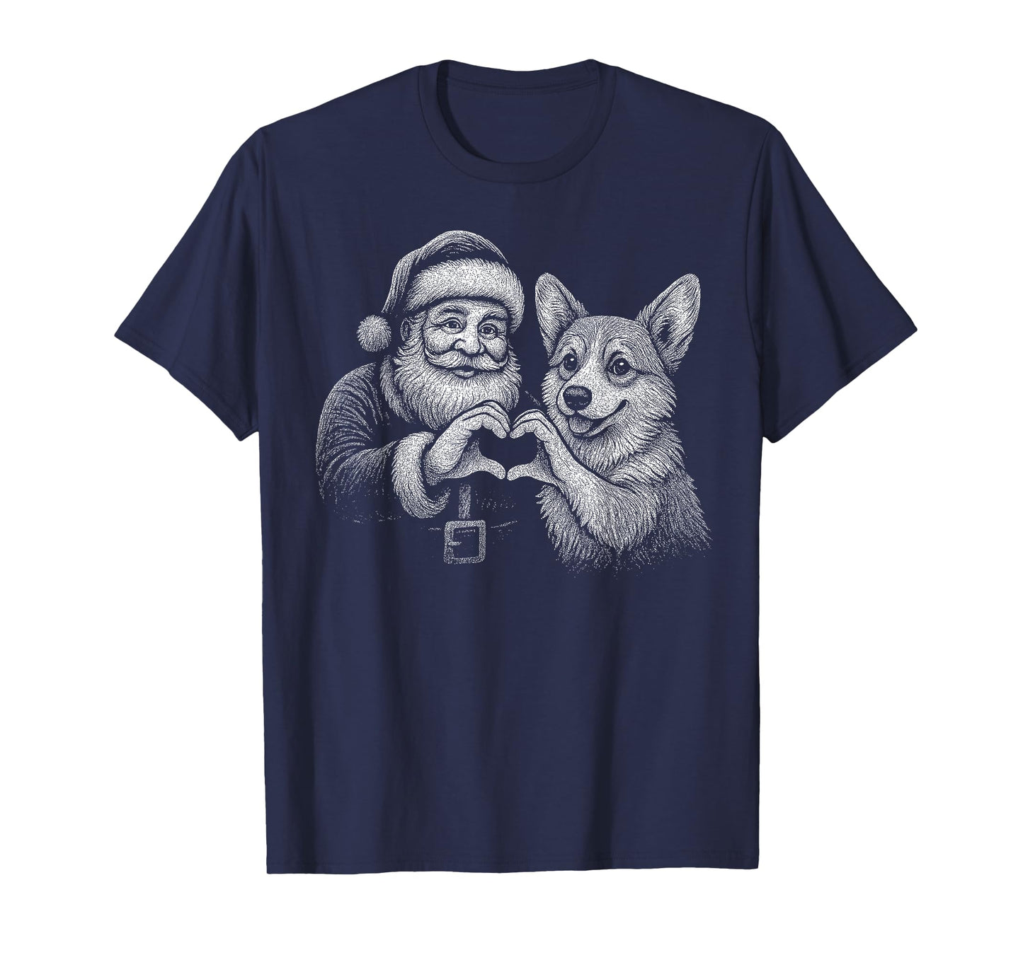 Corgi Santa Claus Heart Shape Christmas Dog Lover T-Shirt