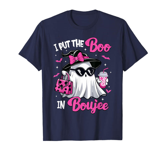 Boujee Boo Jee Spooky Ghost Pink Halloween Pumpkin Costumes T-Shirt